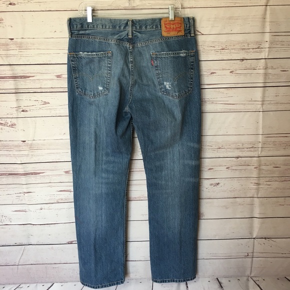 Levi 514 Mens Slim Straight Blue Jeans 34x30 - Picture 3 of 8